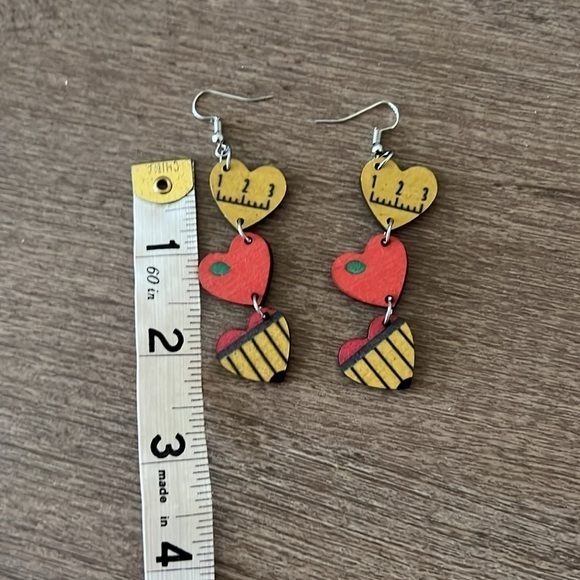 NEW! Wooden teacher‎ earrings! - Picture 2 of 2